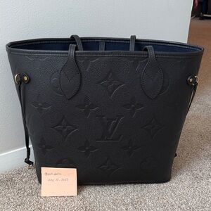 Louis Vuitton Neverfull MM Black Empreinte Leather Tote